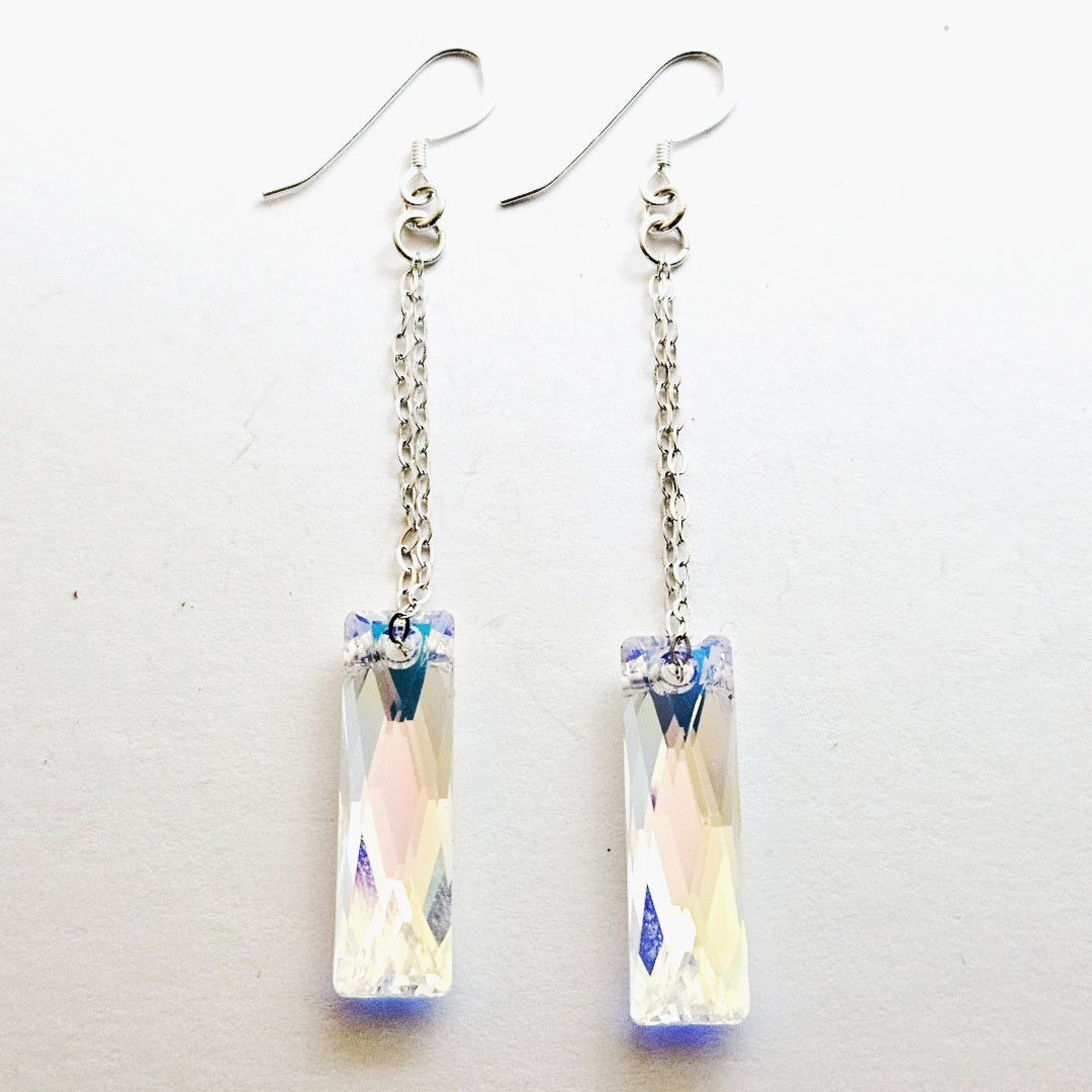 Swarovski Crystal Baguette Earrings on Sterling Silver