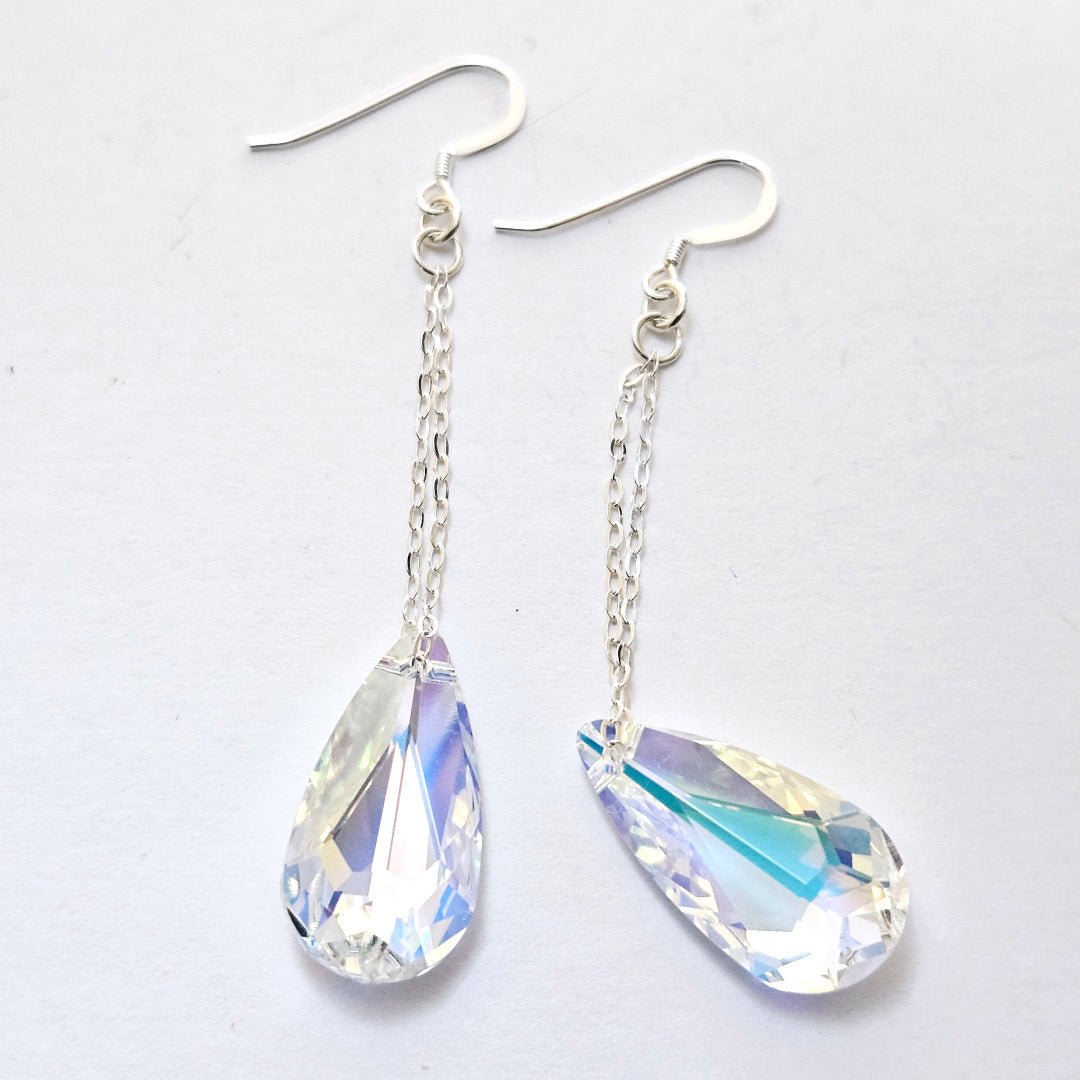 Swarovski Aurora Crystal Earrings on Sterling Silver Chain