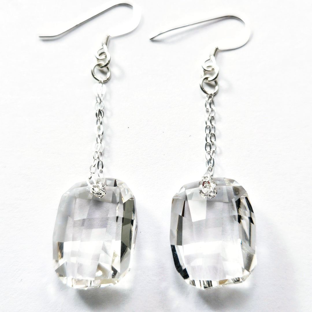 Swarovski Silver Shade Crystals Earrings on Sterling Silver Chain