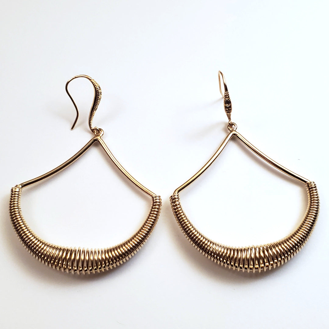 1980s Gold Swing Hoop Earrings Verdier Jewelry - Main Image