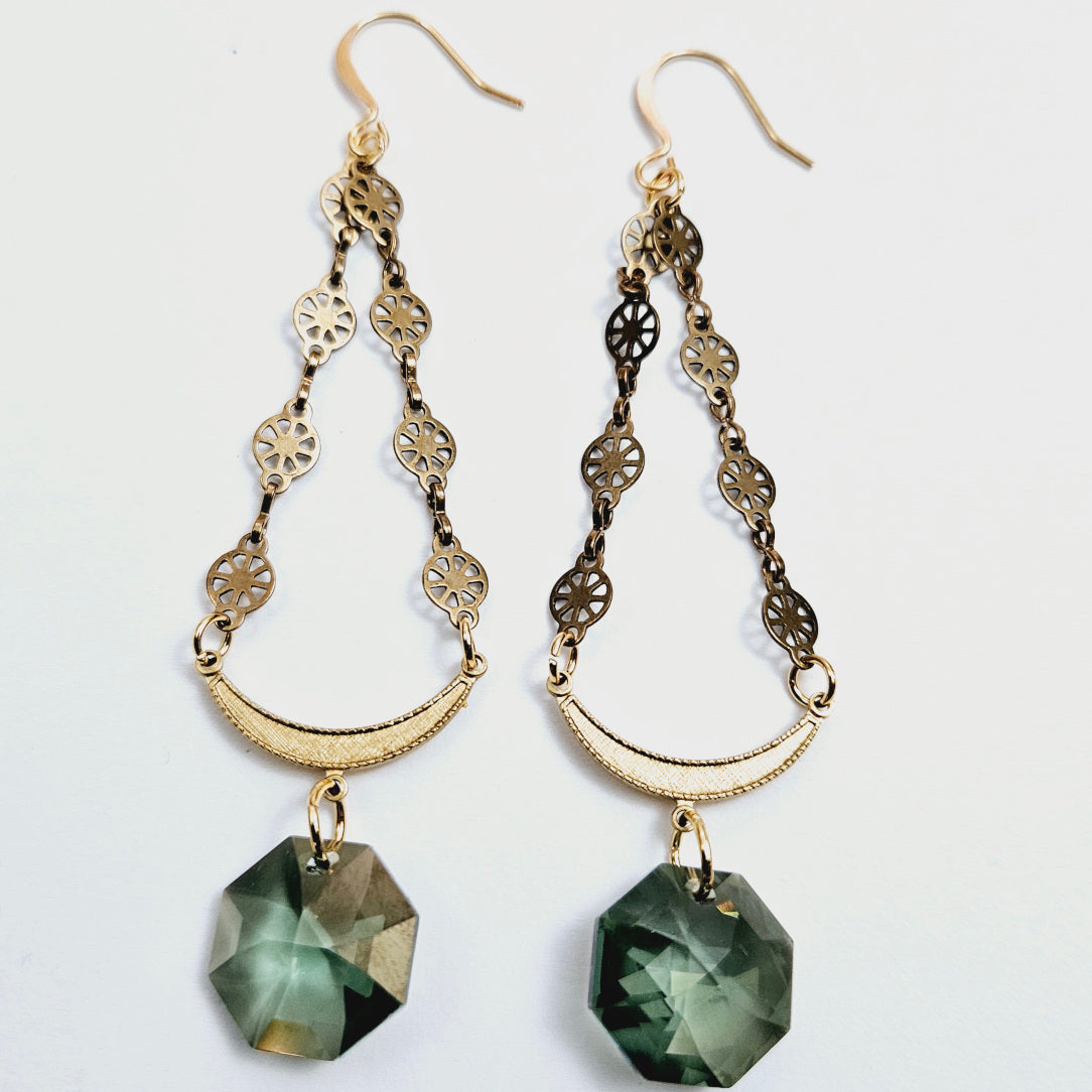Sage Crystals Drop Earrings