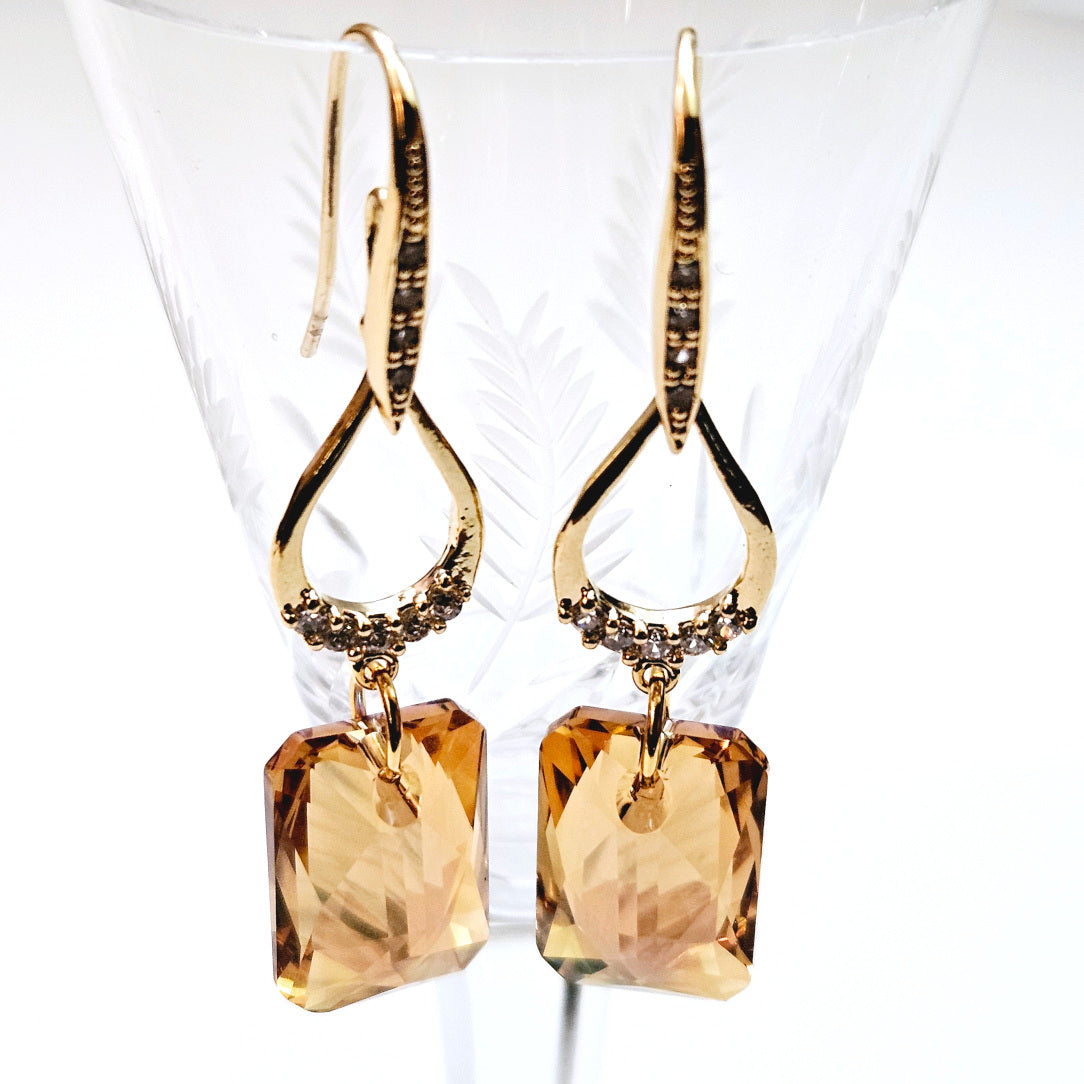 Jeweled Topaz Drop Earrings