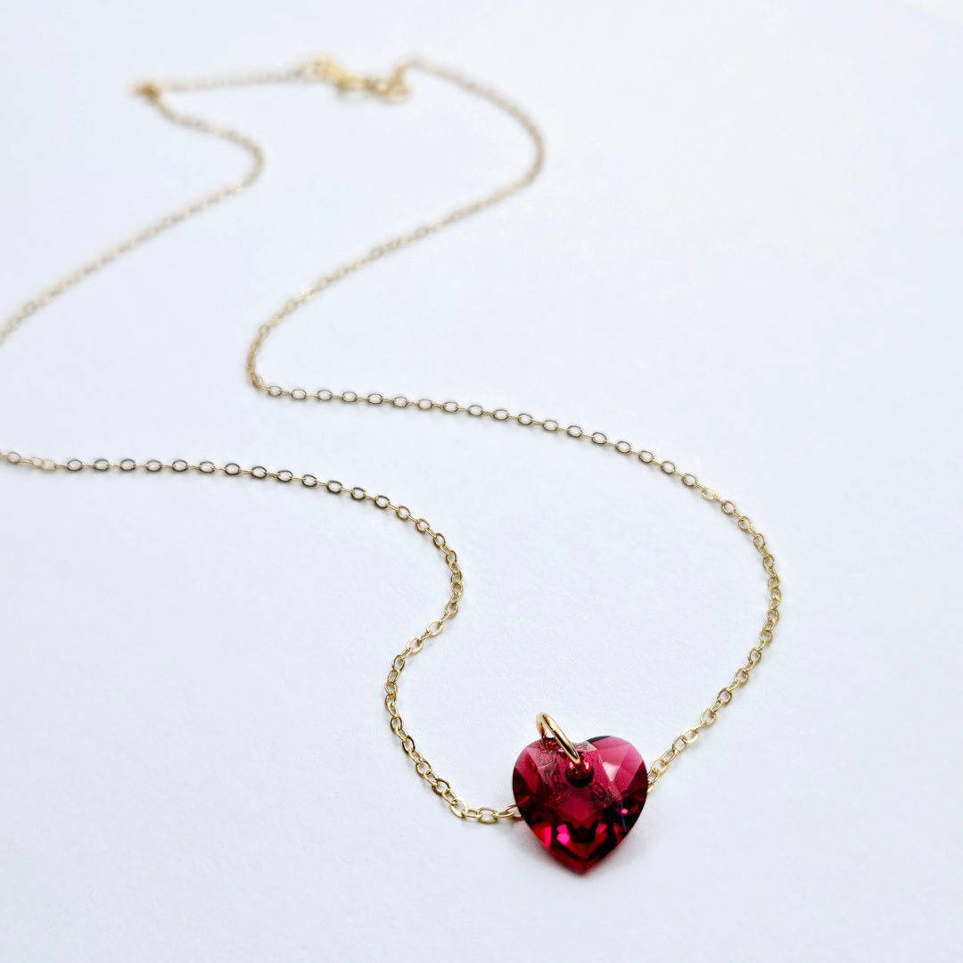 Scarlet Crystal Heart Necklace