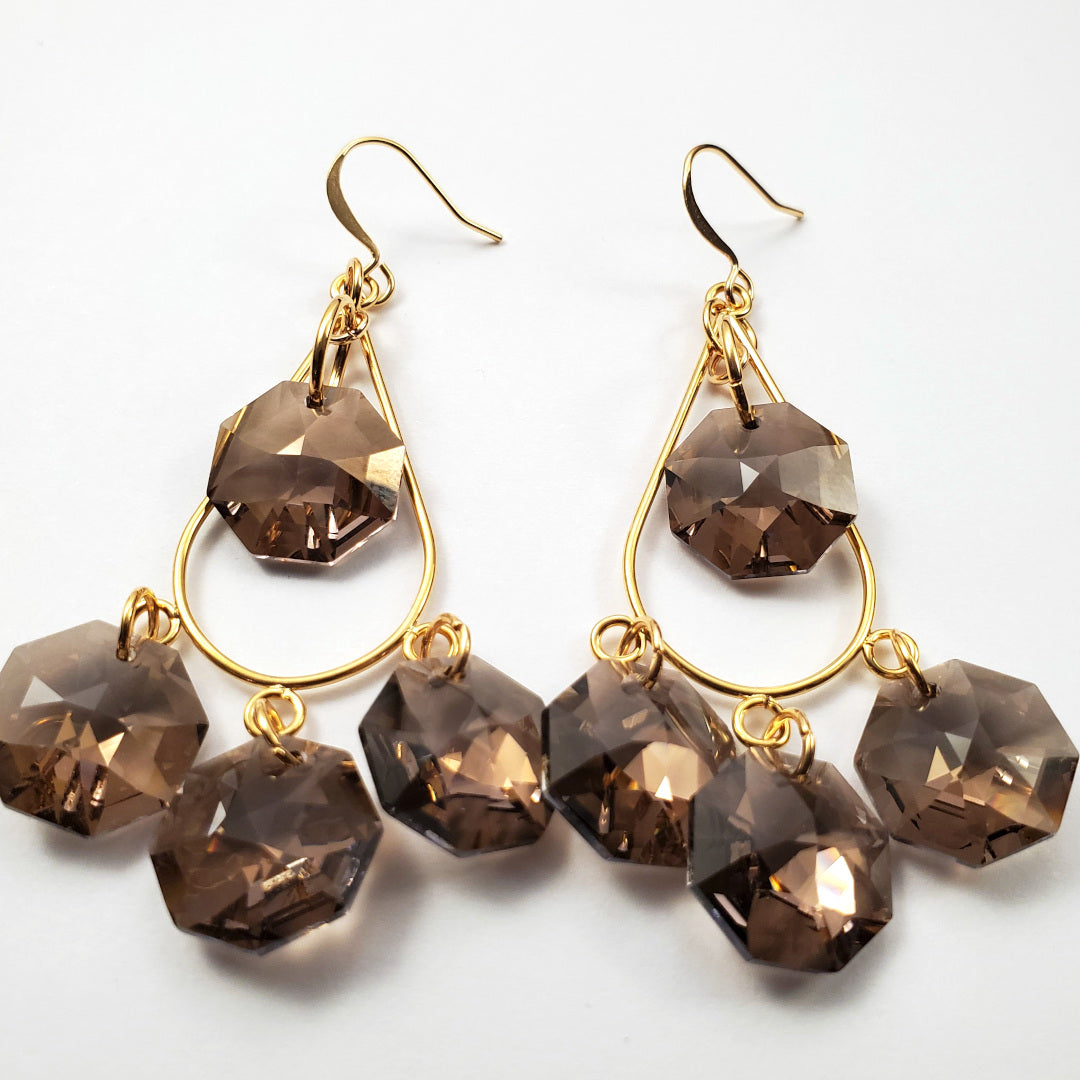 18K Yellow Gold Filled Black Mystic Topaz Teardrop Dangle Earrings For Women