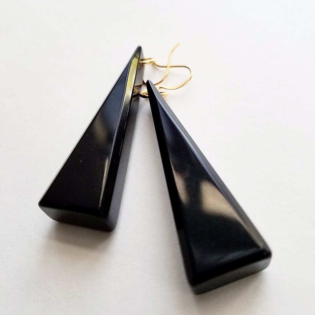 Vintage Black Jet Tear Drop Clip on Earrings - Etsy