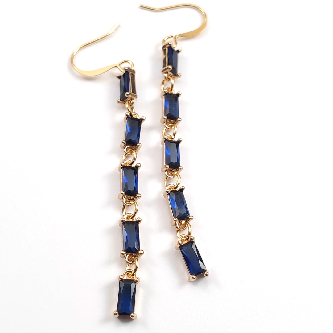 Faceted Sapphire Crystal Earrings