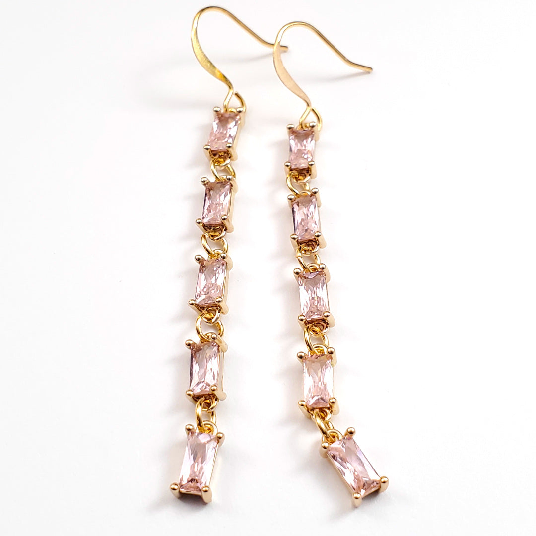Faceted Pink Crystal Earrings
